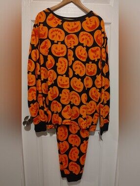 Men's Halloween Pumpkin Pajama Set - Black & Orange